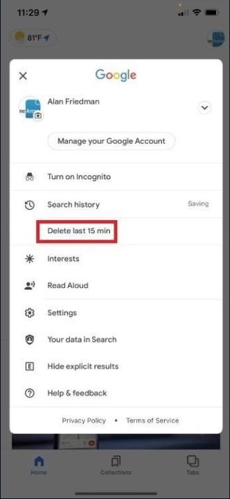 Brisanje povijesti pretraživanja na Googleu 1.jpg