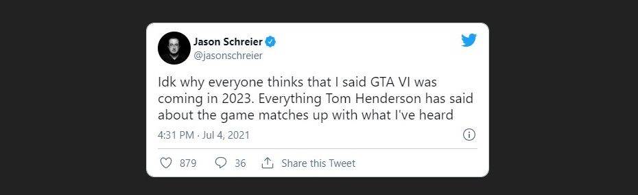 POJAVILA SE INFORMACIJA Izgleda da ćemo se na GTA 6 još načekati...