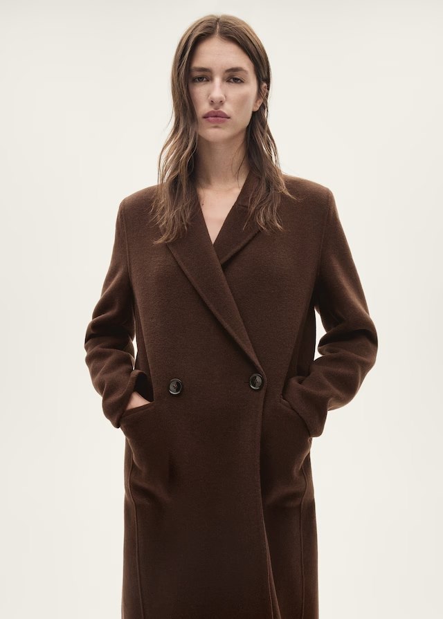 Mango čokoladno smeđi kaput sa šalom