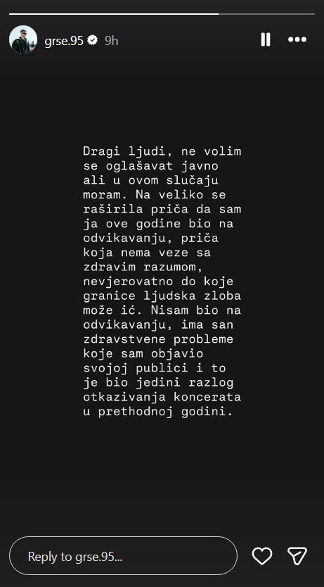 Grše demantirao glasine da je bio na odvikavanju