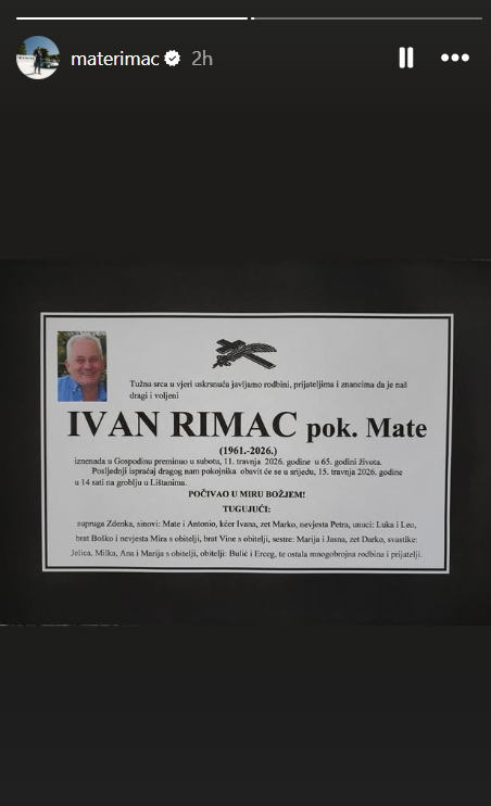 Mate Rimac oglasio se nakon očeve smrti